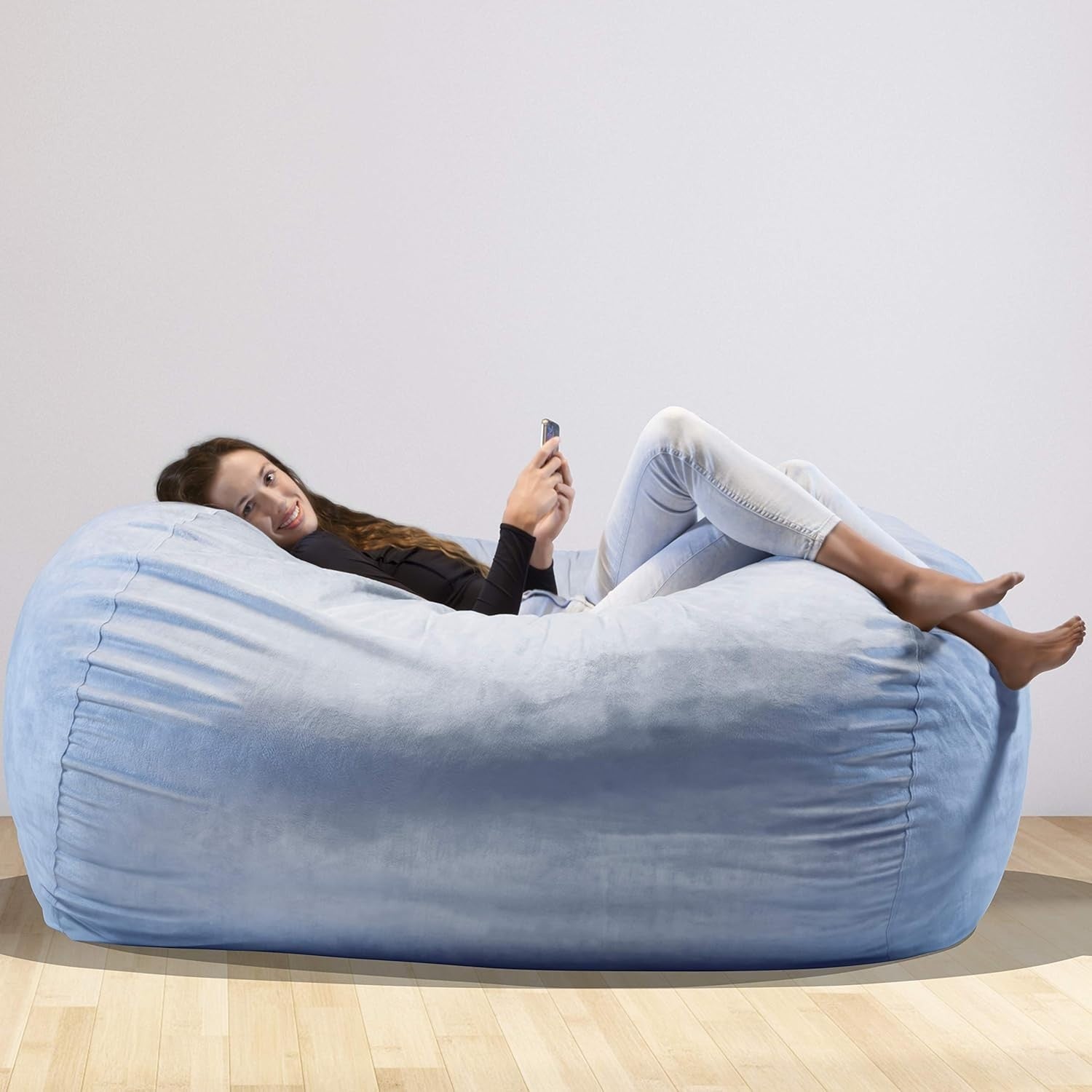 Grey XXL Memory Foam Bean Bag Chair Sofa - Giant Soft Lounger for Adults Kids