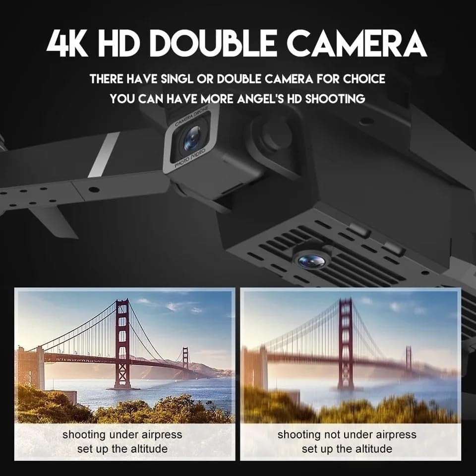 4K Dual Camera Foldable Drone WiFi RC Quadcopter Auto Return Altitude Hold