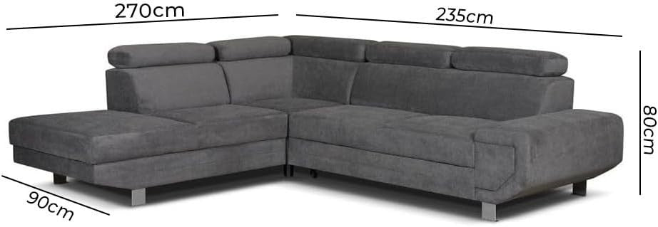 Grey L-Shaped Sofa Bed with Storage – Pull-Out Sleeper, Modern 4 Seater Couch