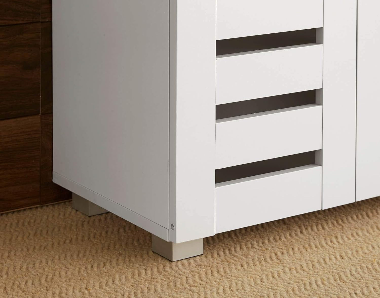 2-Door Wooden Shoe Cabinet with 5 Shelves, 60x33x87 cm White