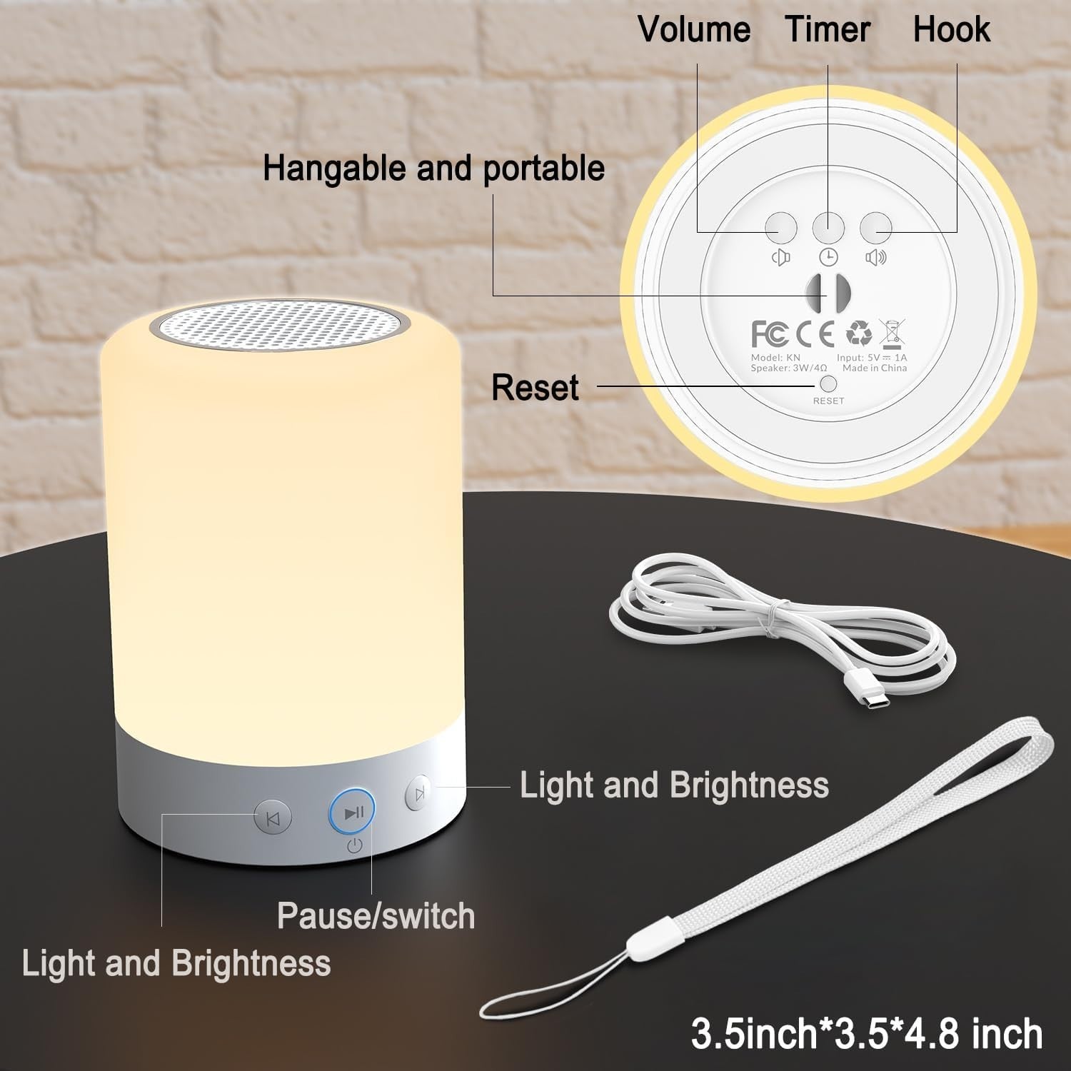 White Noise Machine Night Light 20 Sleep Sounds Timer Memory Portable