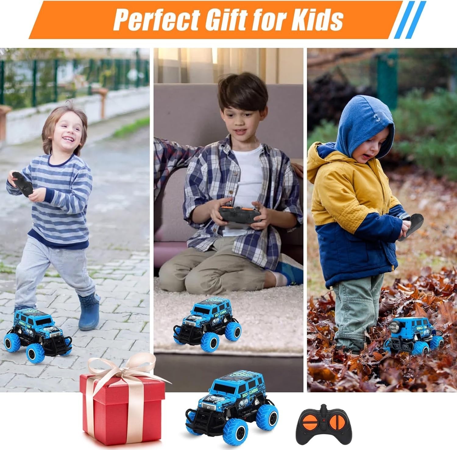 Kids Mini RC Car – Cartoon Remote Control Toy for Ages 3–6, Blue