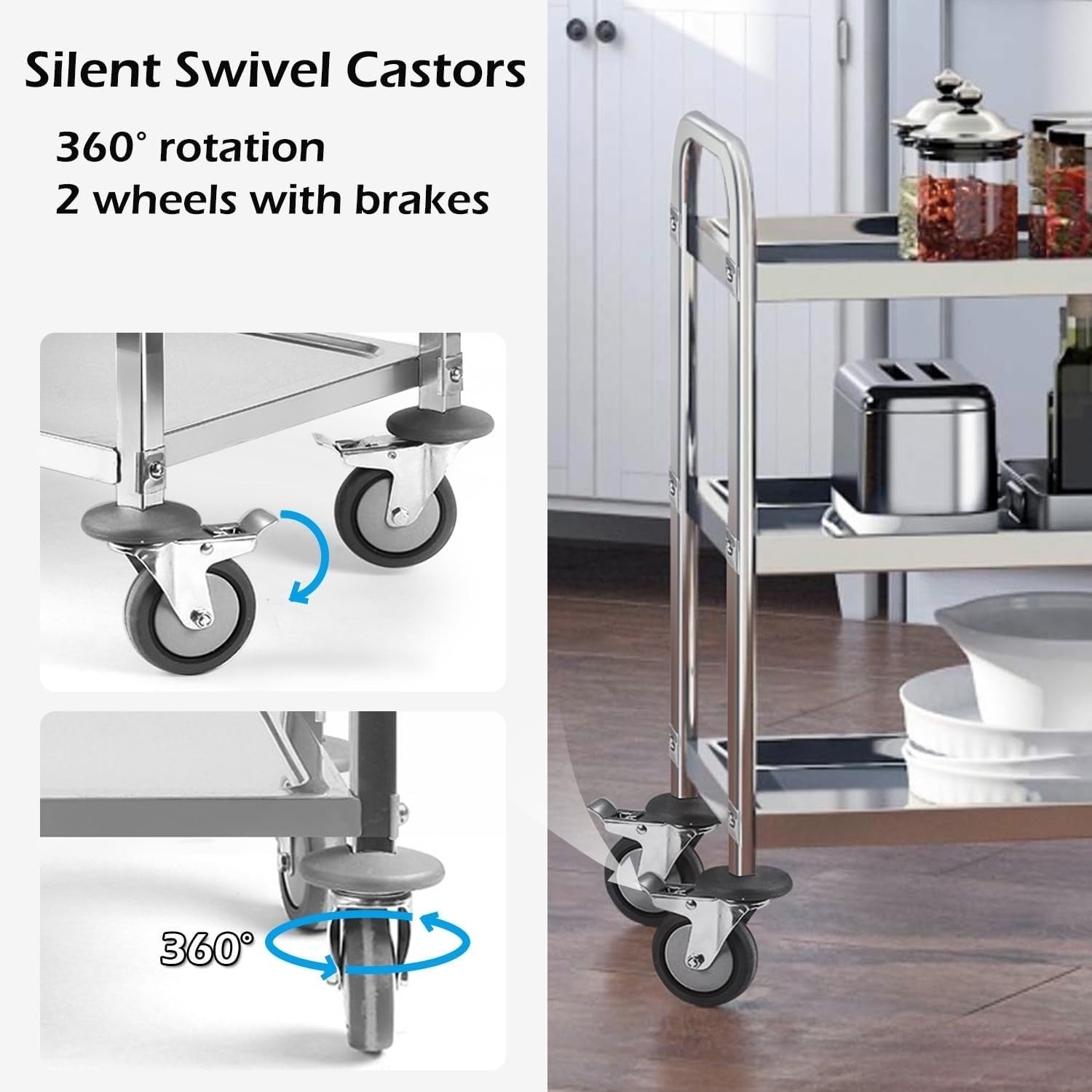 3 Tier Stainless Steel Catering Trolley 750x400x835mm