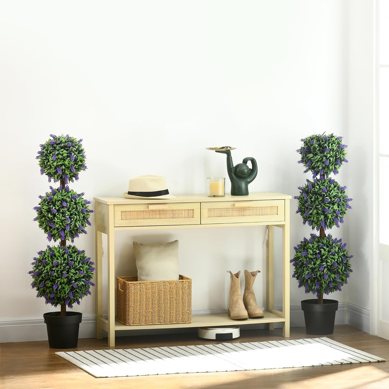 110cm Artificial Lavender Ball Trees Set of 2 Tall Faux Plants Home Decor