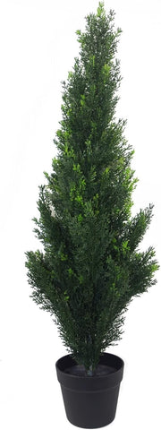 90cm Artificial Cedar Cypress Topiary Tree UV Protected in Weighted Pot Decor