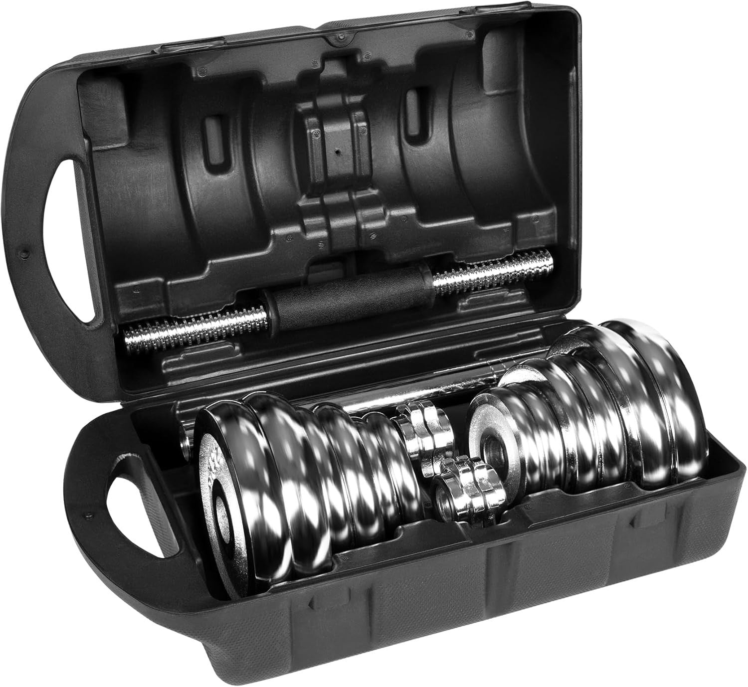 Adjustable Dumbbells Barbell Set 20kg Chrome Cast Iron Home Gym Case