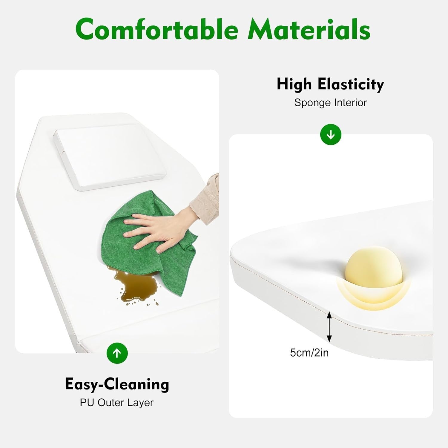 Foldable Portable Massage Bed 3-Section Beauty Salon Spa Table White 180×60cm