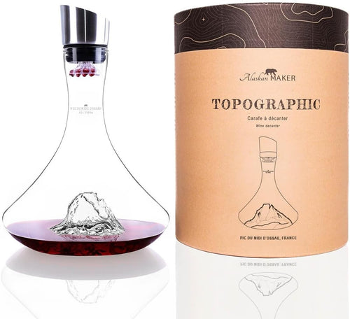 Hand-Blown 1.8L Crystal Wine Decanter with Mountain Base & 3-in-1 Stopper