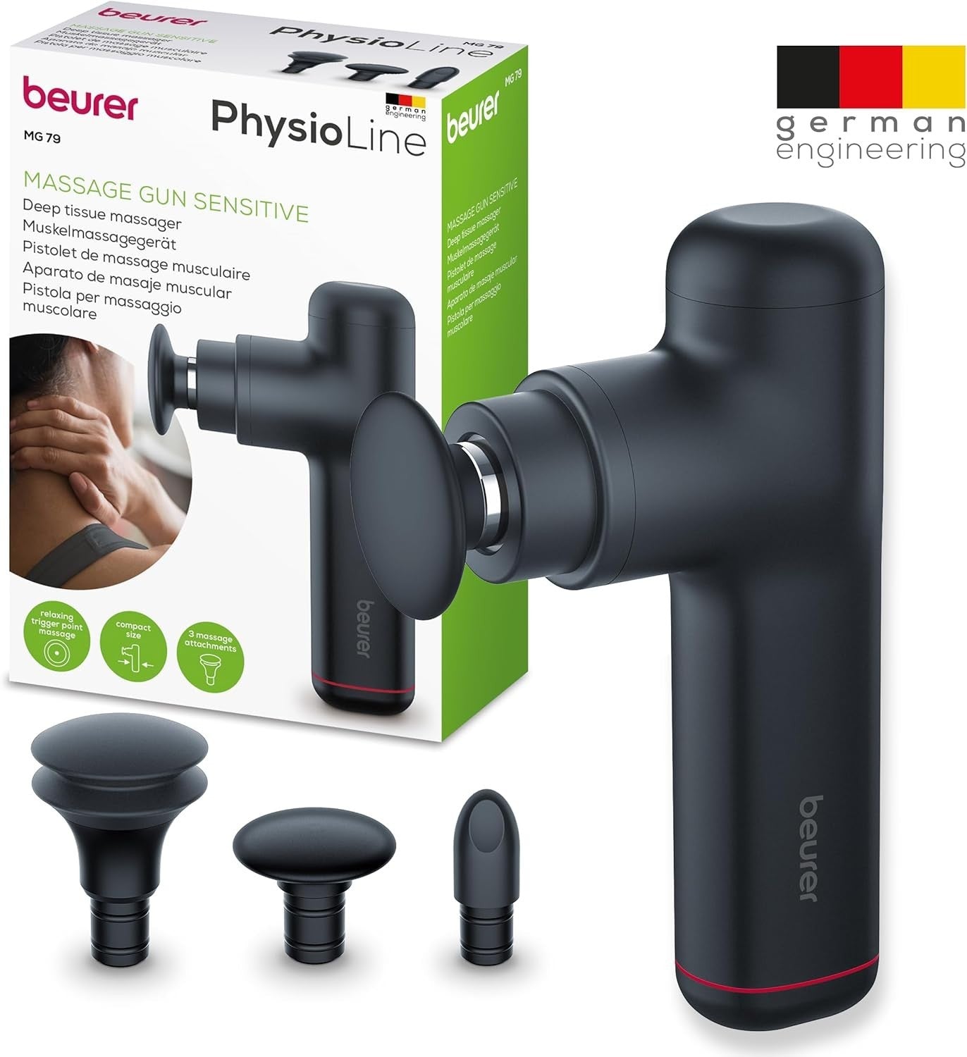 Deep Tissue Massage Gun for Muscles Neck Back Pain Relief 3 Heads Quiet