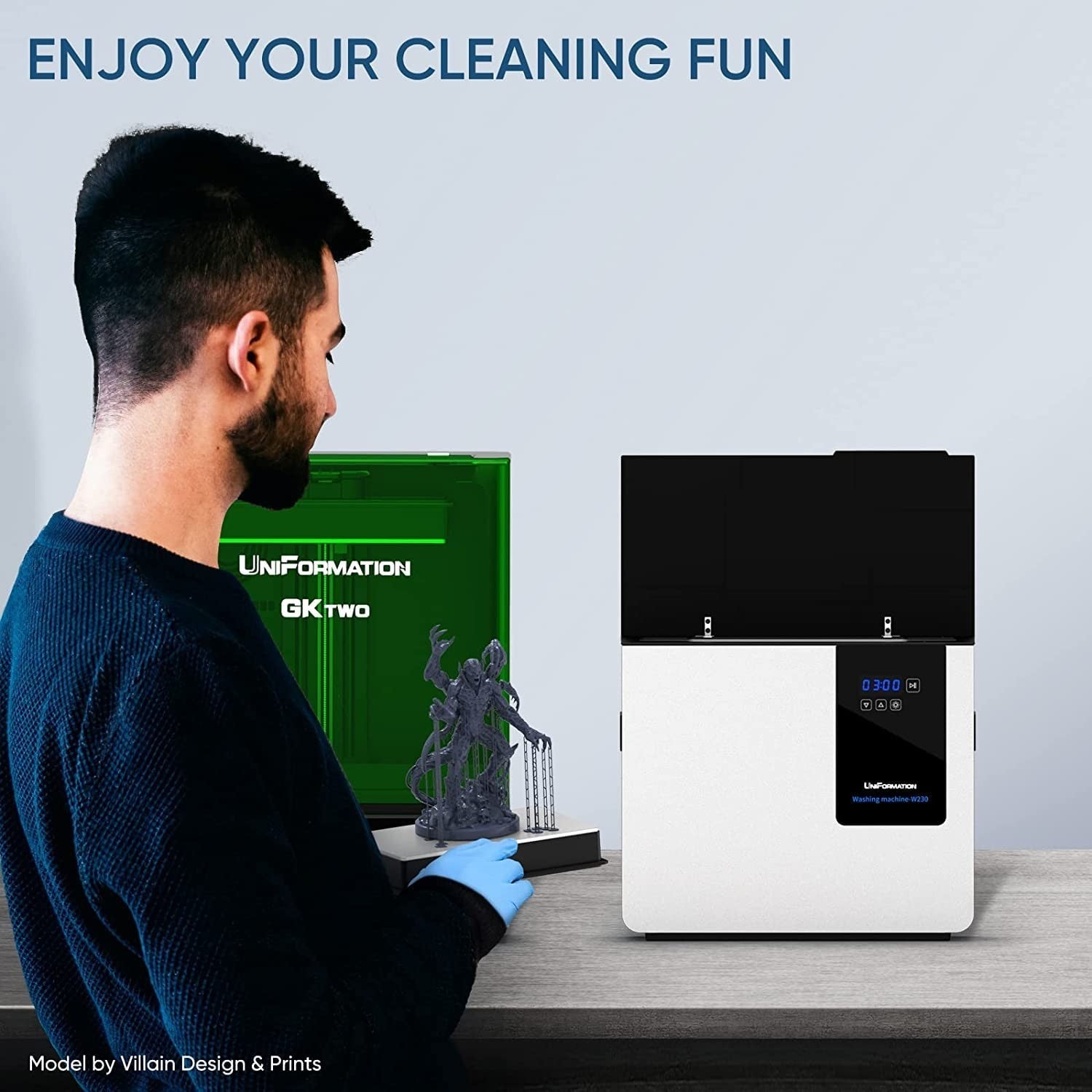 Ultrasonic Resin Wash Station 7L Large Capacity Deep Cleaning 3D Prints