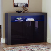 Modern Black LED Sideboard 3 Doors 3 Drawers RGB Lighting Storage Cabinet