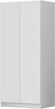 Modern 2 Door White Wardrobe with Soft-Close Hinges & Full Hanging Rail