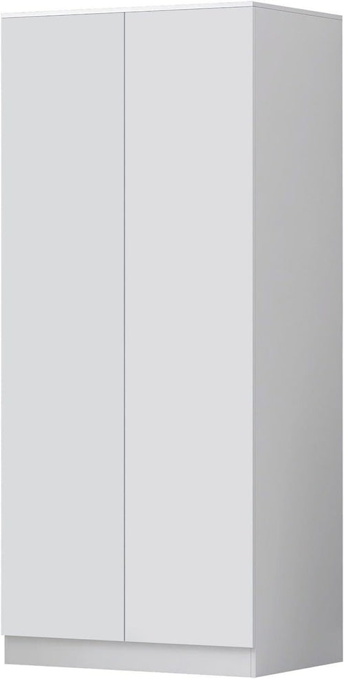 Modern 2 Door White Wardrobe with Soft-Close Hinges & Full Hanging Rail