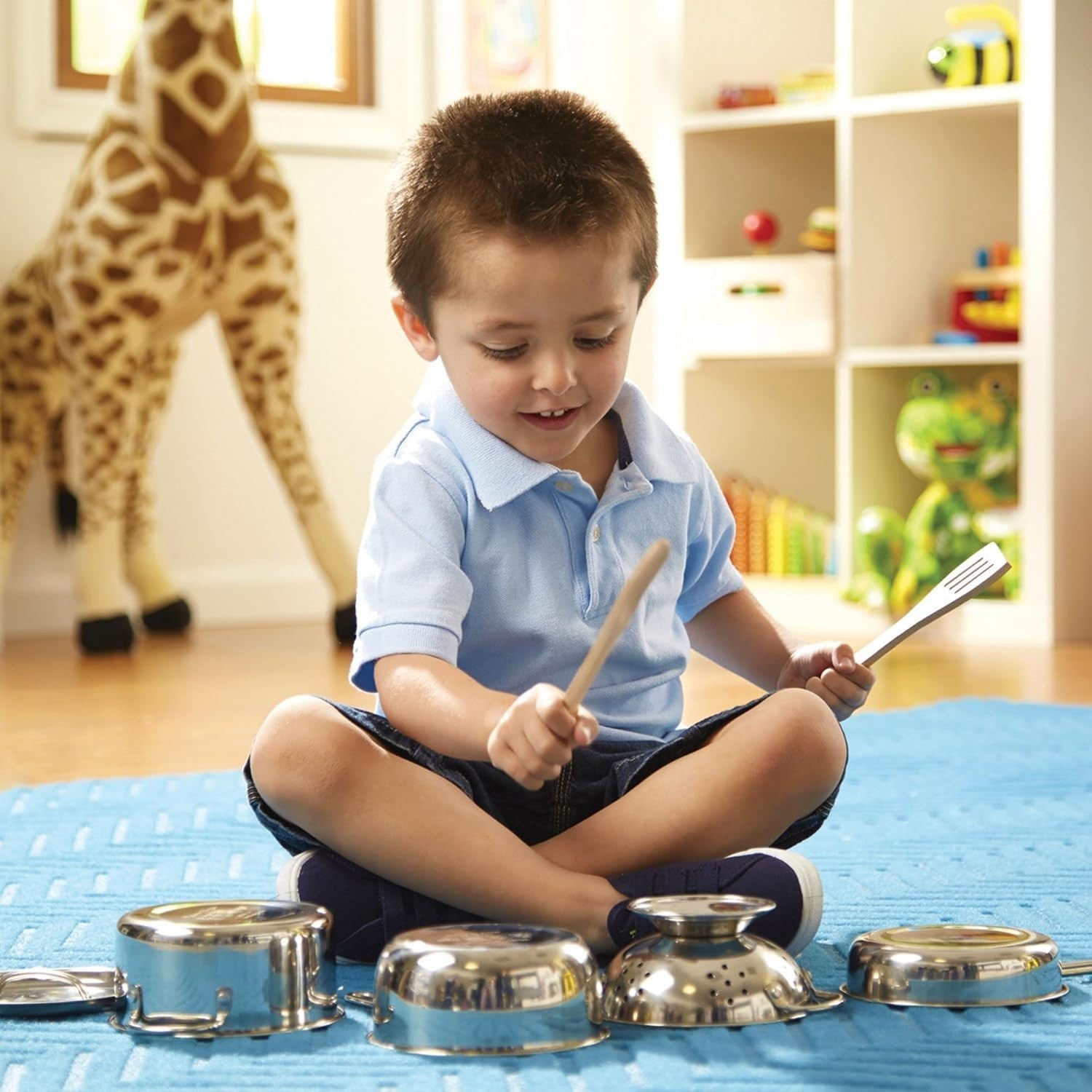 Kids Stainless Steel Pots Pans Play Kitchen Accessories Cooking Set