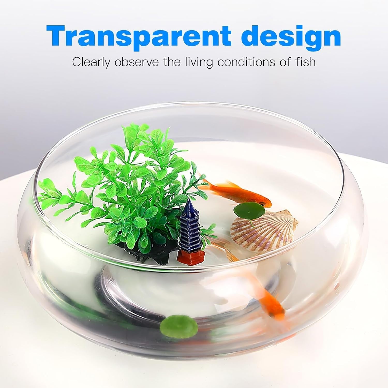 Transparent Desktop Fish Tank Plastic Aquarium Bowl for Goldfish