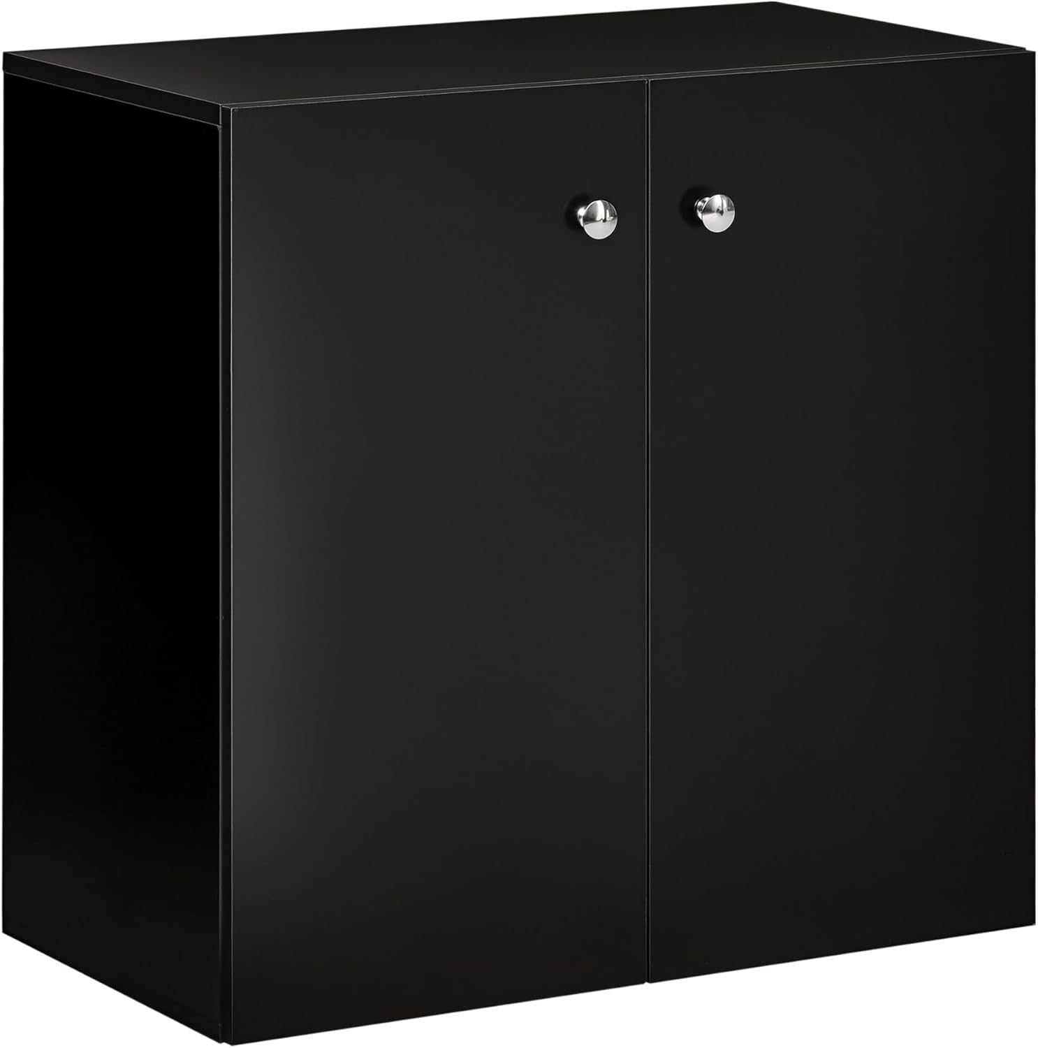 Modern Black Wooden Storage Cabinet 2 Door Sideboard Cupboard Bookcase