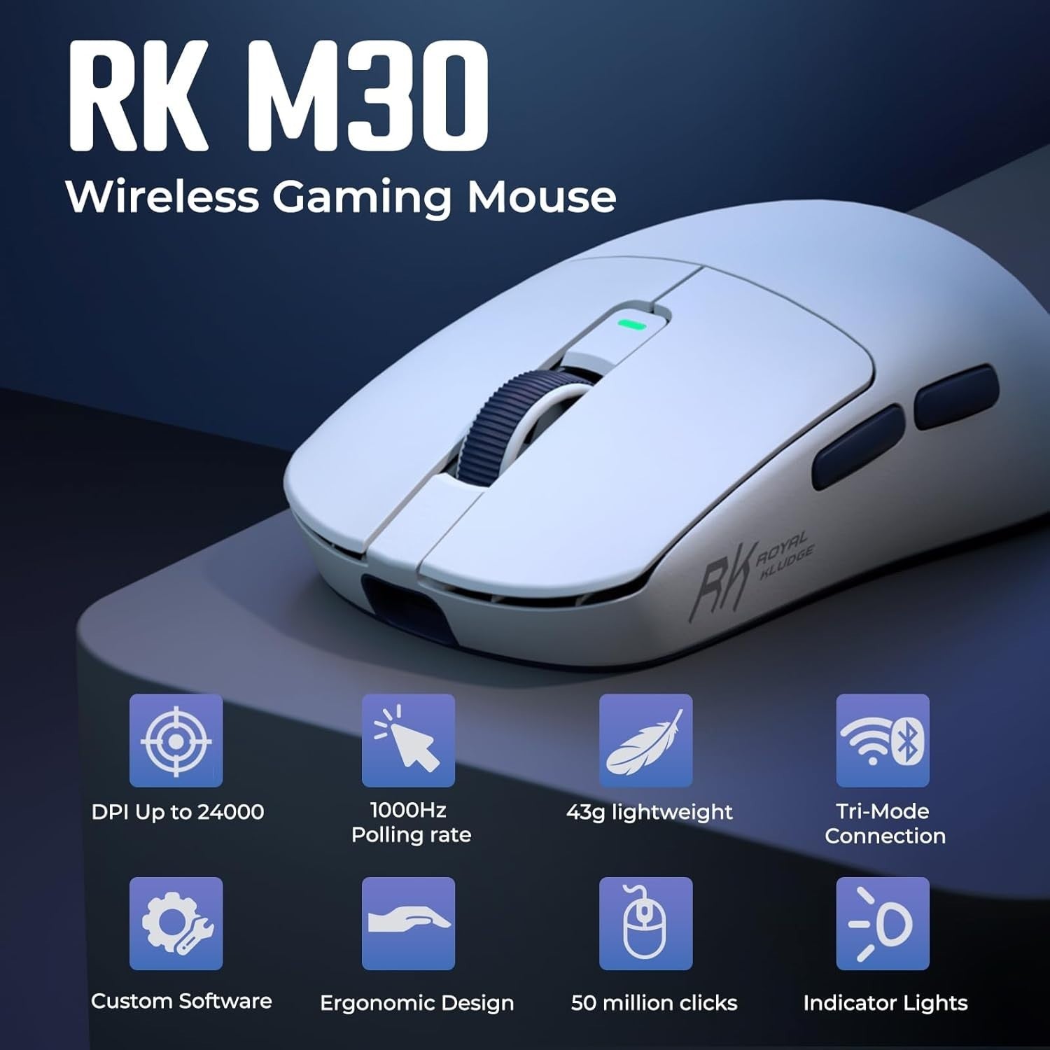Ultra Lightweight Wireless Gaming Mouse 24000 DPI 43g Tri-Mode