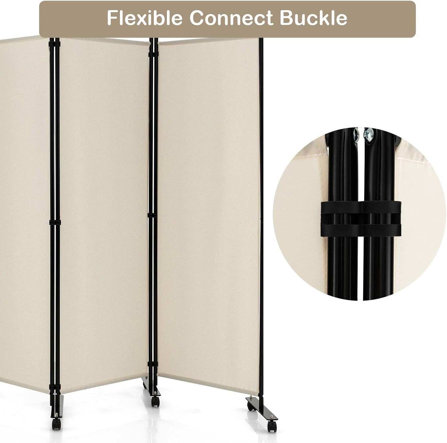 4-Panel White Folding Room Divider 224x30x172cm Privacy Screen Partition