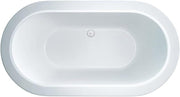 1600x650mm White Oval Freestanding Double Ended Acrylic Shower Bath with Waste