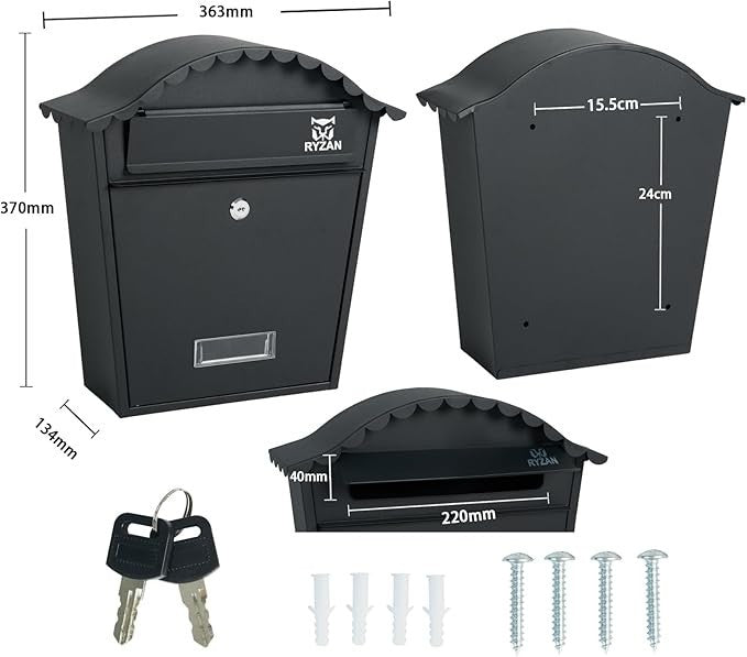 Wall Mounted Waterproof Mailbox Outdoor Steel Post Box Lockable Secure Parcel