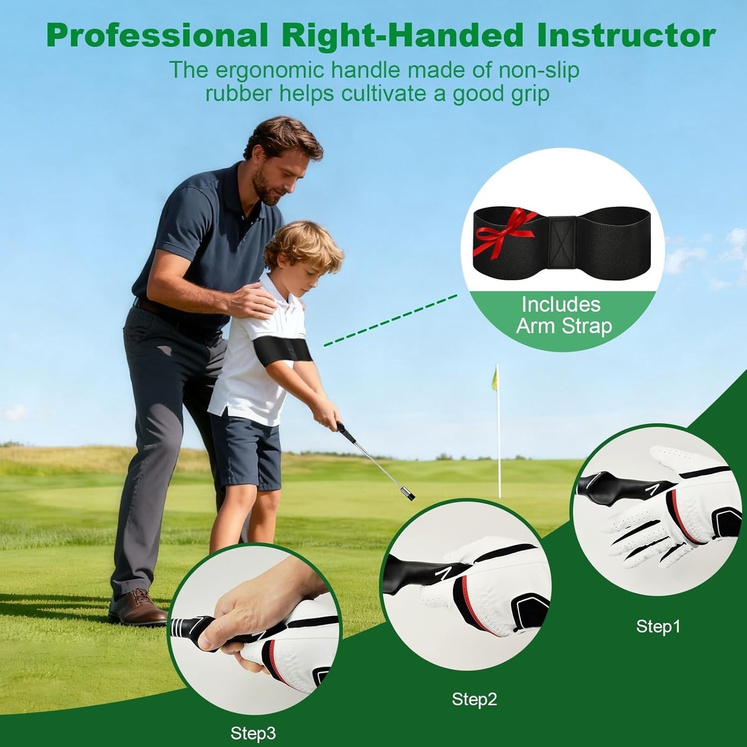 Retractable Golf Swing Trainer Grip Tempo Stick with Weight Feedback Aid