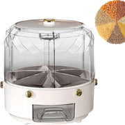 Rotating 6 Grid Grain Organizer Round Rice Storage Dispenser Container