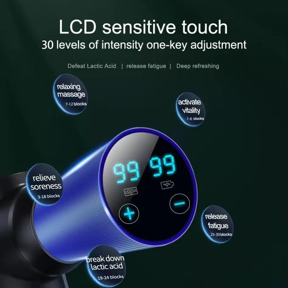 Deep Tissue Massage Gun 99 Speed LCD Percussion Muscle Recovery Kit