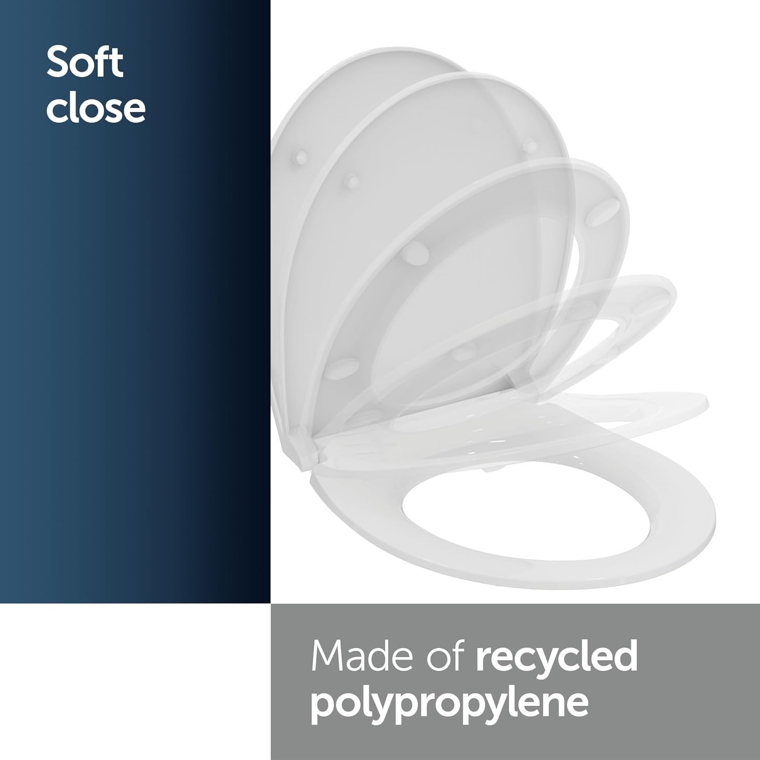 Tirso Oval Soft Close Toilet Seat White Quick Release Easy Clean 365x425mm