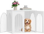 Indoor Small Dog Crate Furniture 68cm White Wooden Kennel Table, Lockable