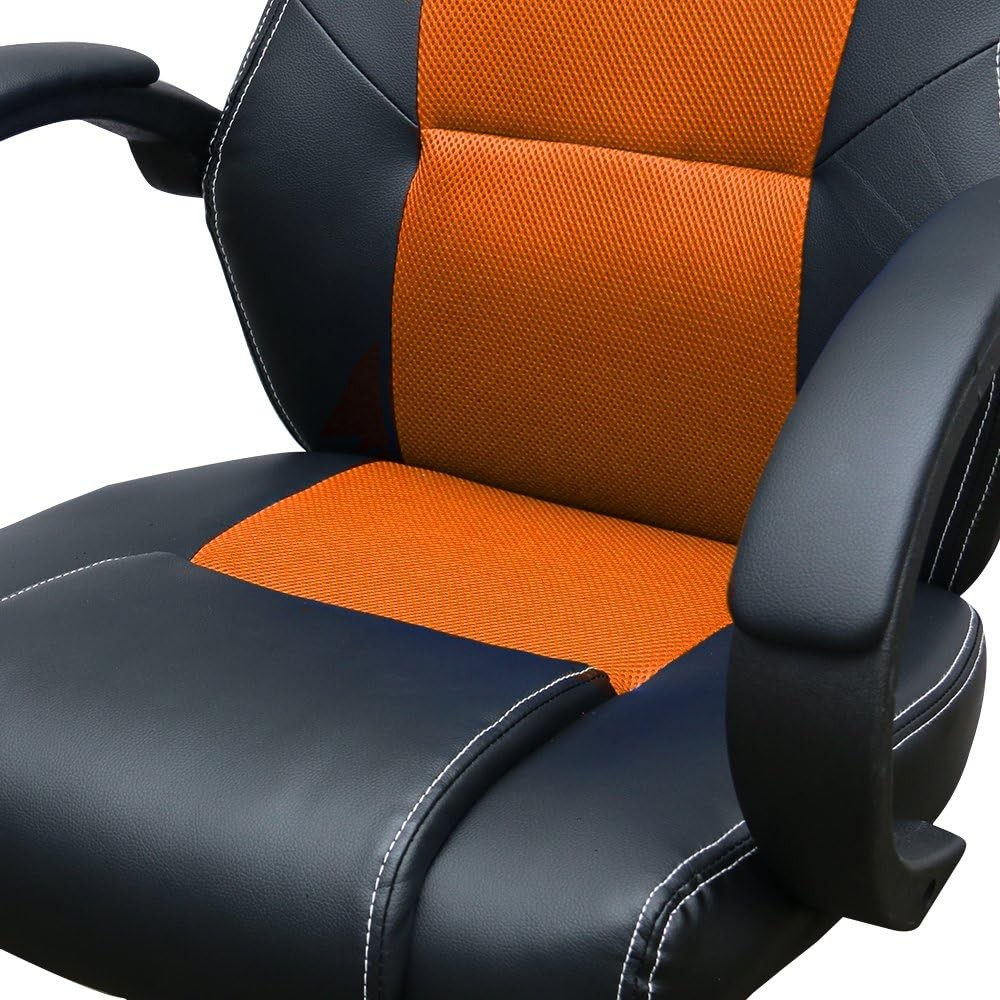 Racing Style Gaming Chair Orange PU Leather Ergonomic Swivel Desk