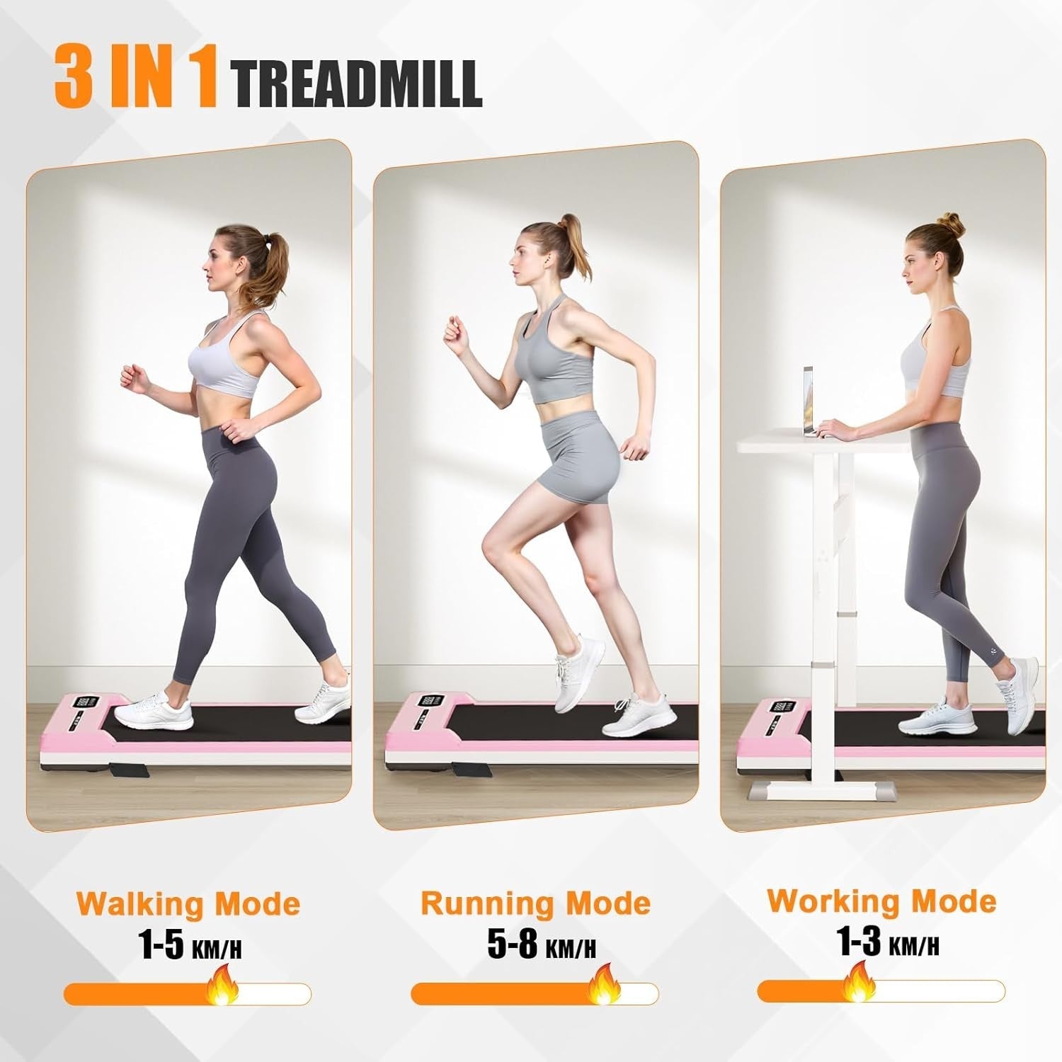 Under Desk Treadmill Walking Pad Incline LED Display Remote 8km,h Home