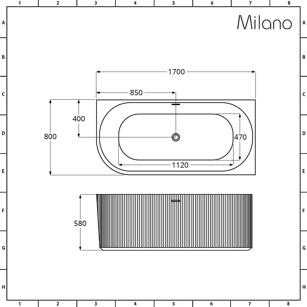 White Right Hand Fluted Corner Bath 1700x800mm Chrome Overflow