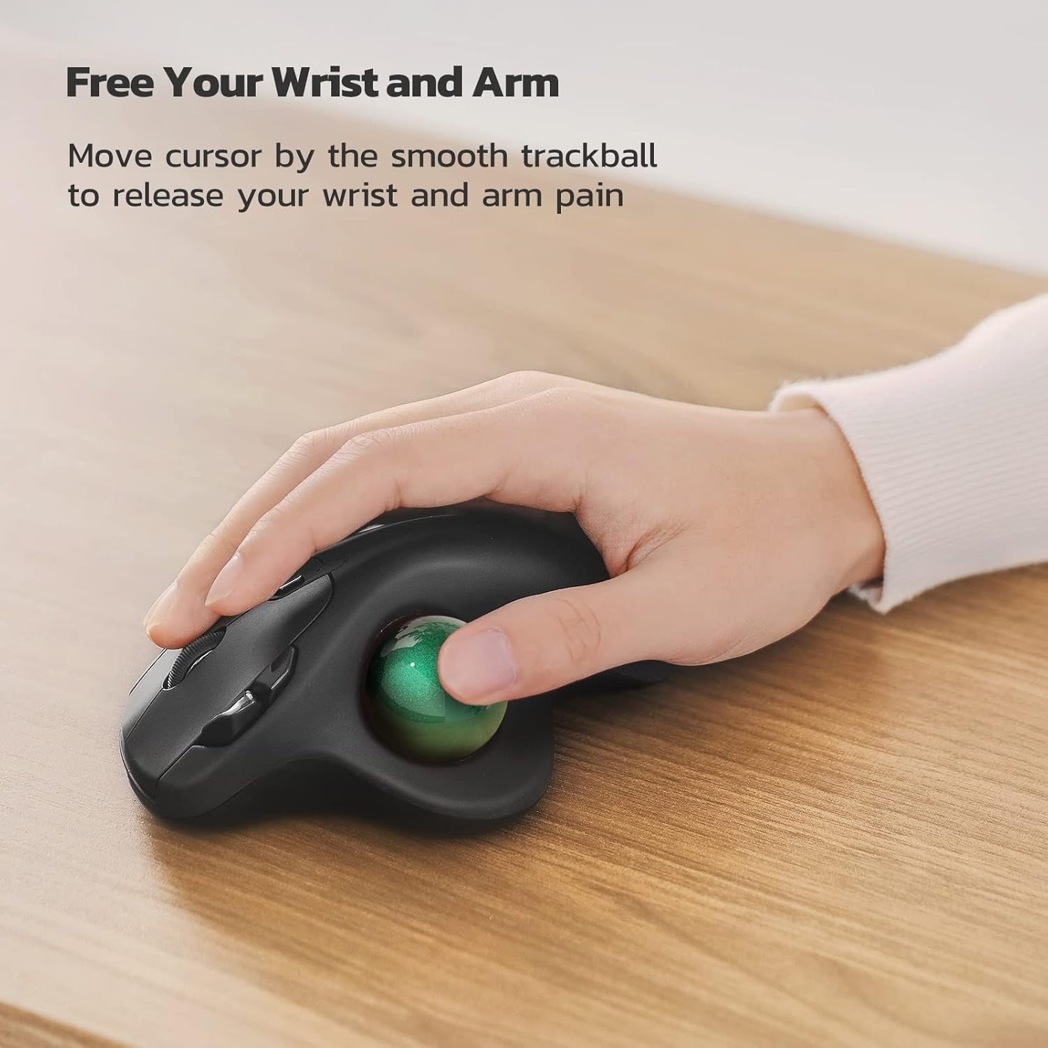 Wireless Trackball Mouse Ergonomic Rechargeable Bluetooth USB 3 Device