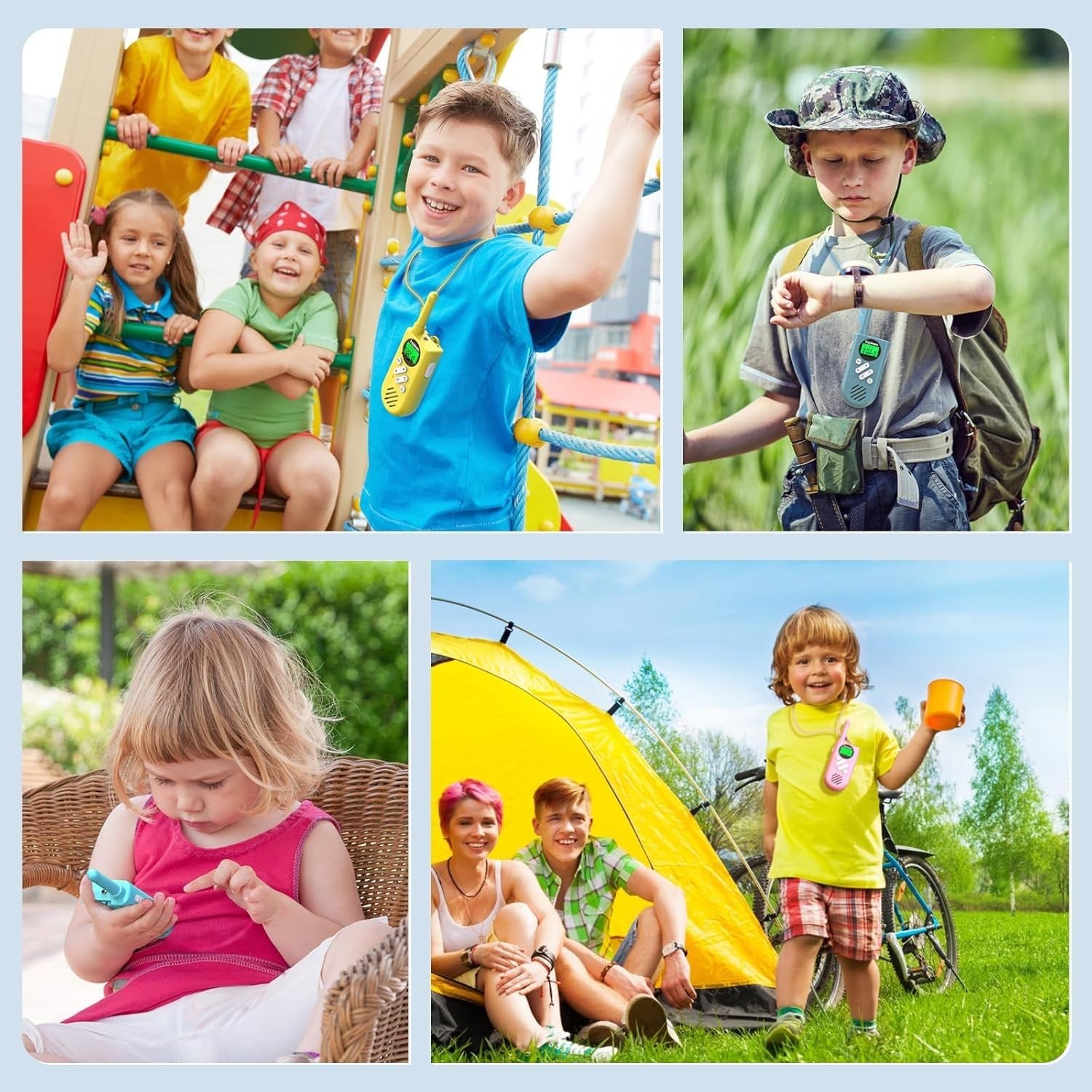 Kids Rechargeable Walkie Talkies 3 Pack 22CH Long Range VOX Weather