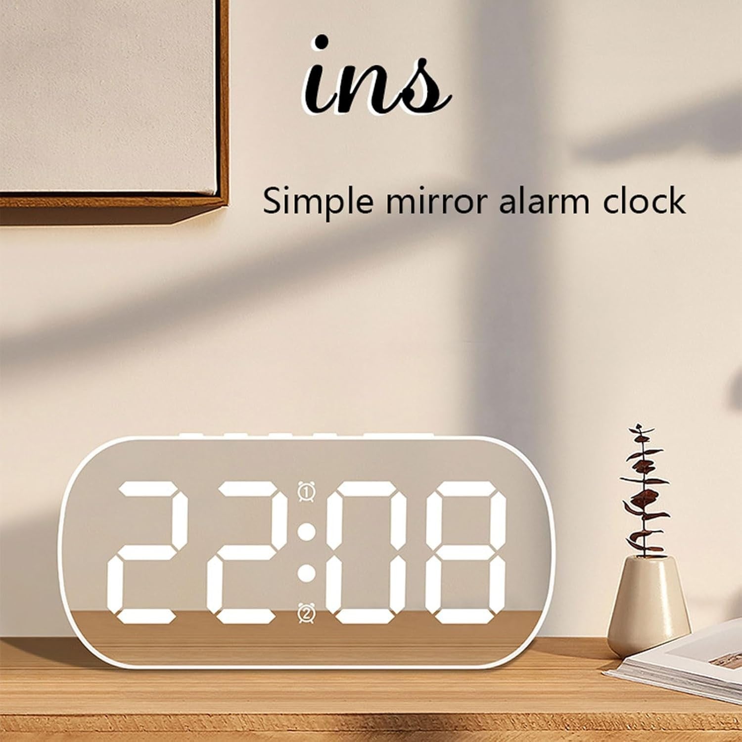 Large Digital Alarm Clock Snooze Date Temperature Display for Heavy Sleepers