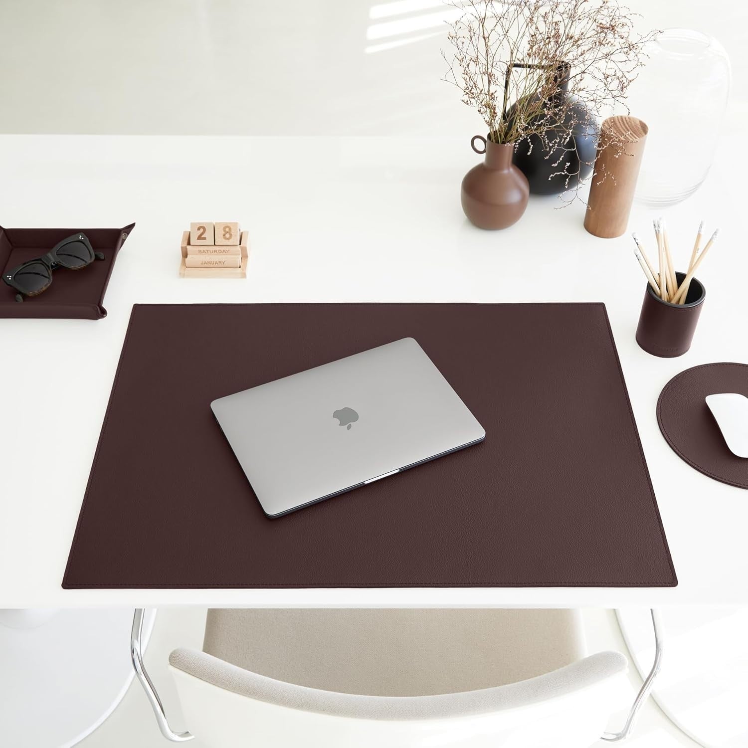 Leather Valet Tray Dark Brown – Desk Organiser for Keys, Coins & Jewellery