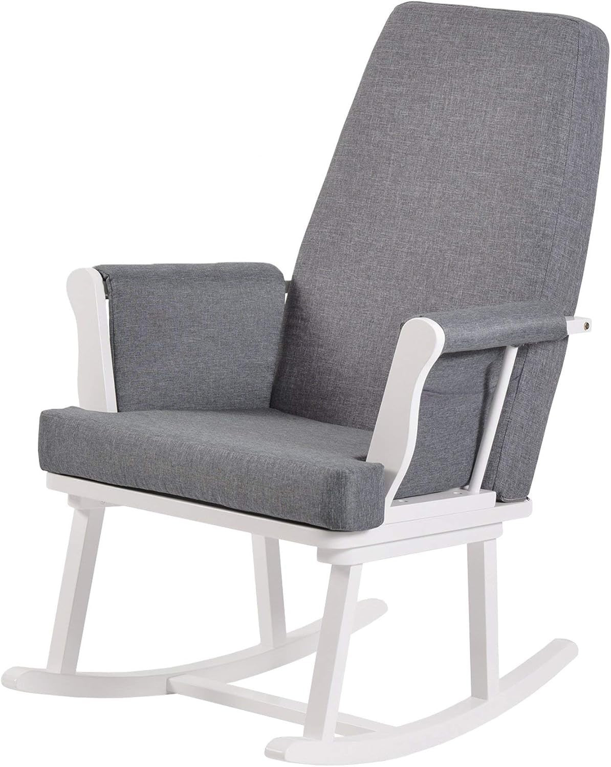 Compact Nursing Rocking Chair Linen Fabric | Baby Feeding Glider Seat