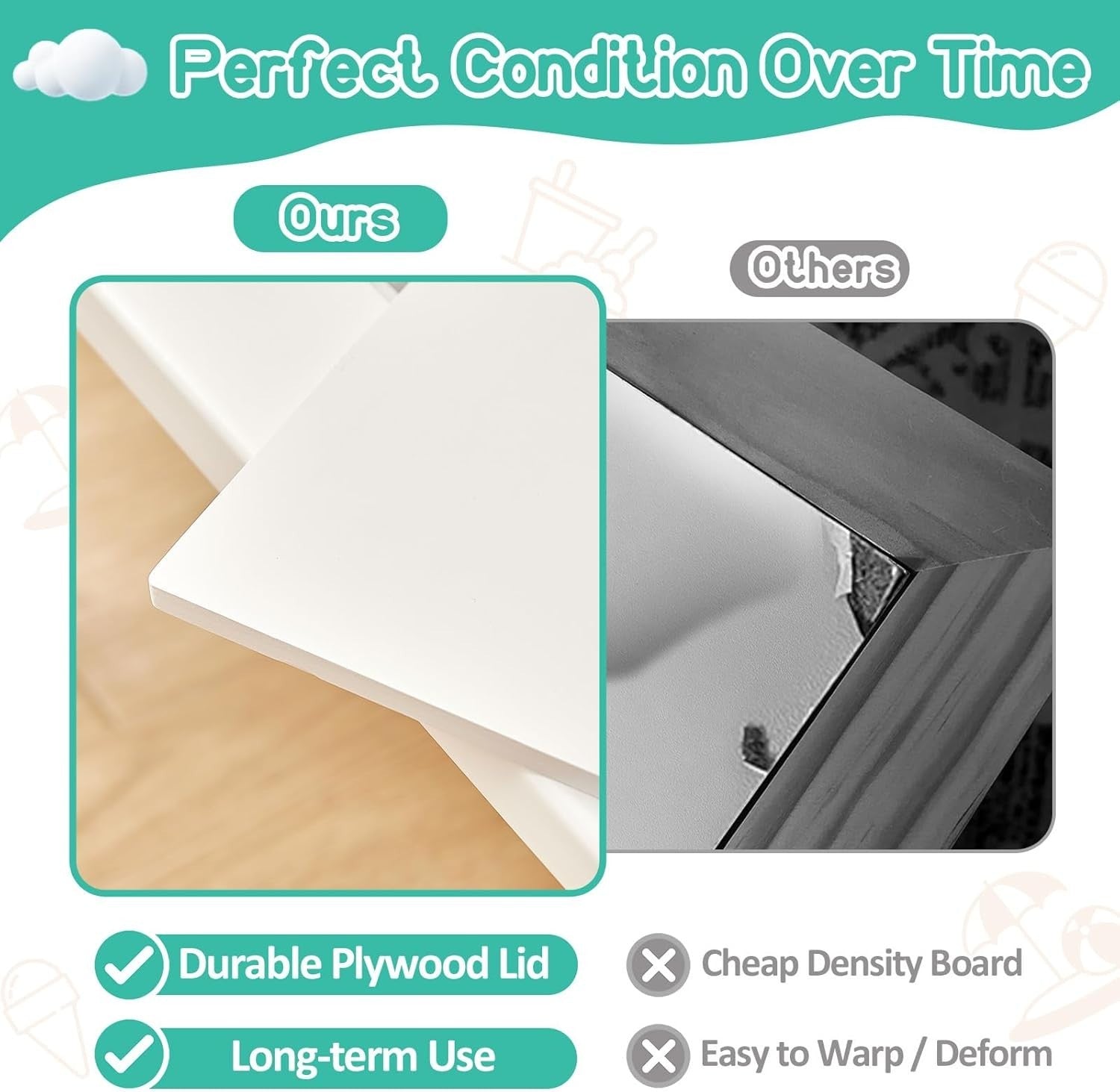 Adjustable Kids Sensory Table with 2 Bins, Sand & Water Play, White Pine Wood
