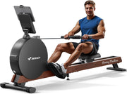 Self-Generated Rowing Machine 60kg Peak Resistance Dual Wooden Rail LED Smart