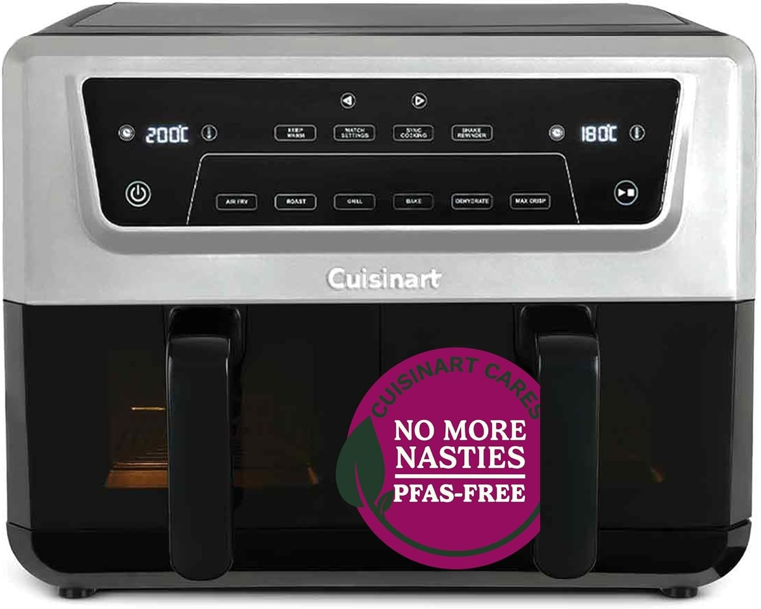 10.4L Dual Drawer Air Fryer PFAS Free 2x5.2L Windows Max Crisp 6in1