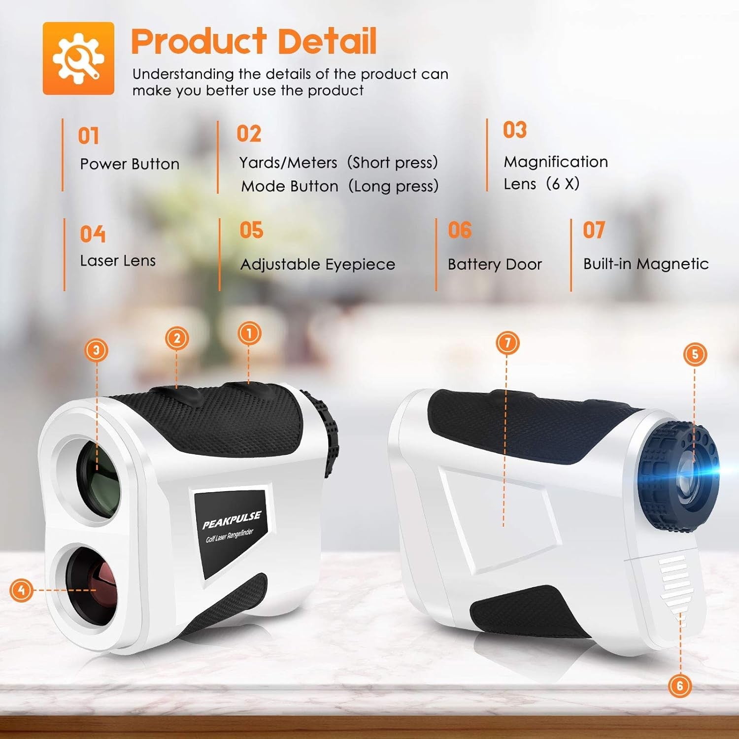 Golf Laser Rangefinder 600 Yards Slope Flag Lock Vibration 6X Zoom