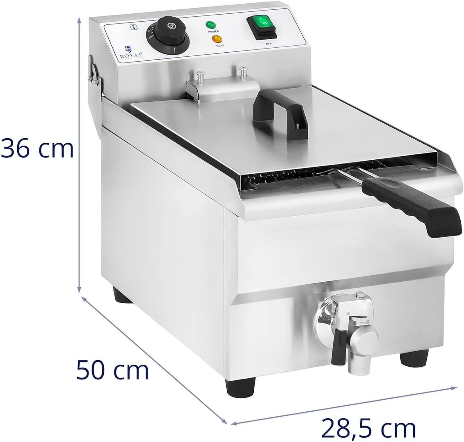 10L Electric Deep Fat Fryer 3000W Stainless Steel With Drain Tap