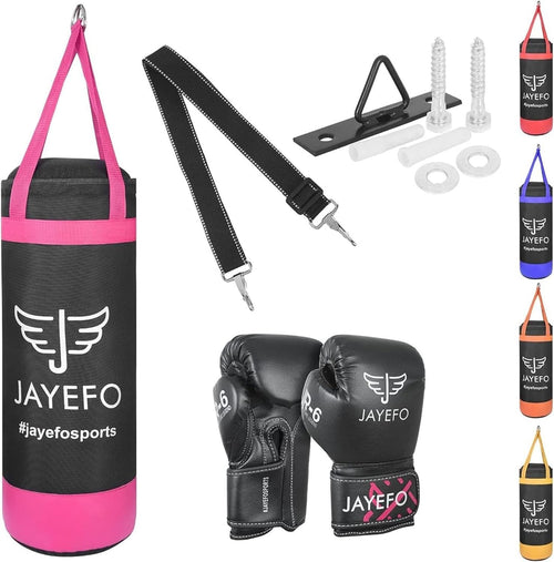 Kids Boxing Punching Bag Set Gloves Wall Mount Unfilled