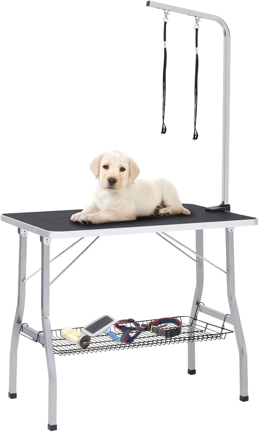 Dog Grooming Table Adjustable Height Non Slip Top Arm Noose Basket Foldable