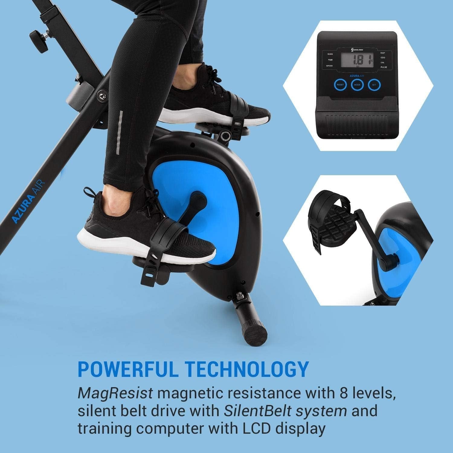 Foldable Magnetic Exercise Bike w/ LCD, 8 Levels, Pulse Sensor & Tablet Holder