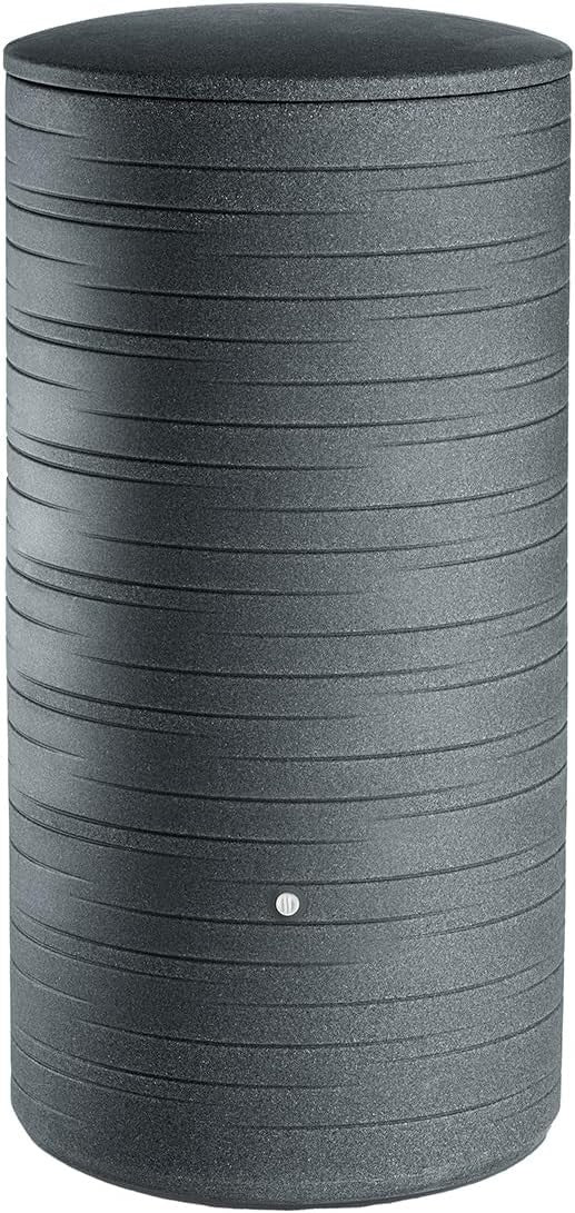 280L Garden Water Butt with Tap & Connector Kit, Anthracite, Cylindrical Design