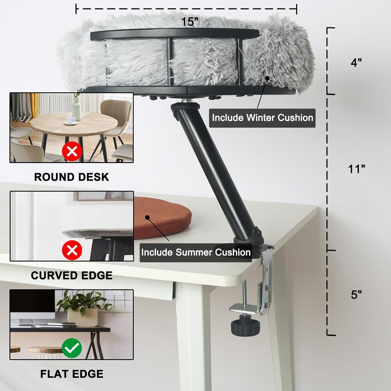 Rotating Desk Cat Bed Elevated Cat Hammock Clamp On Cat Perch