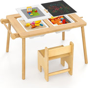 Kids Sensory Table & Chair Set with Sand, Water Bins, Paper Roll & Storage