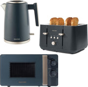 3pc Blue Kitchen Set 20L Microwave 1.7L Kettle 4 Slice Toaster