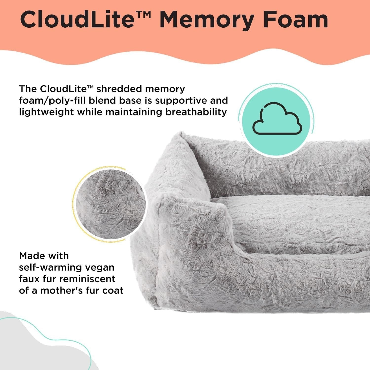 Small Orthopedic Memory Foam Dog Bed 20x15in Washable